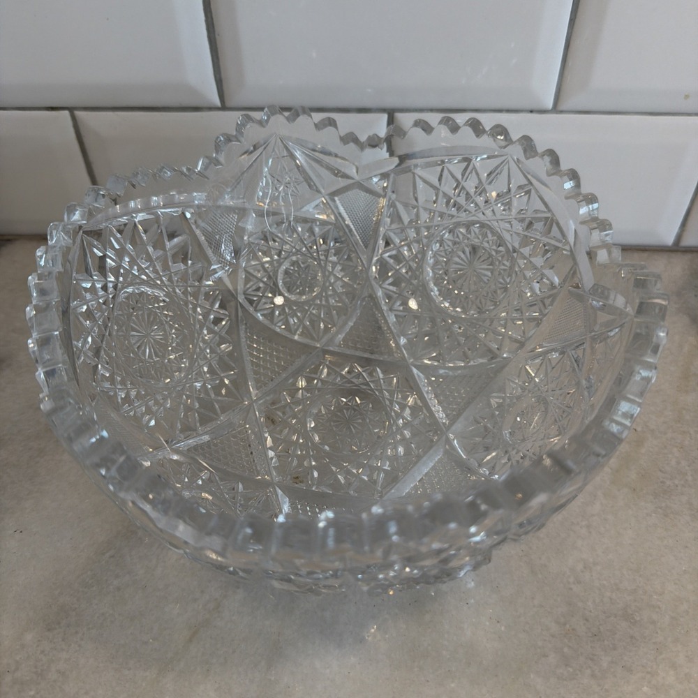 Rare Stunning ABP American Brilliant California Cut Antique Crystal Bowl OLA 001